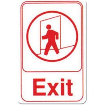 Winco SGN-681W Exit Sign - Red and White, 9" x 6"