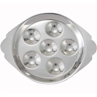 Winco SND-6 Stainless Steel 6 Hole Snail Dish