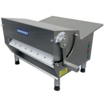 Somerset CDR-300 Stainless Steel Manual Countertop Dough Sheeter with 3.5" x 15" Synthetic Rollers - 115V, 1/2 HP