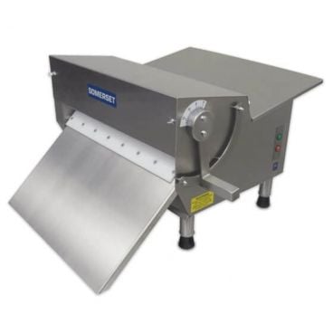 Somerset CDR-600F Stainless Steel Countertop Manual Dough & Fondant Sheeter with 3.5" x 30" Synthetic Rollers - 115V, 3/4 HP