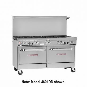 Southbend 4601AC-3TR_LP Ultimate 60" Liquid Propane Restaurant Range w/ 4 Non-Clog Burners & 36" Right Griddle Top, 1 Convection Oven & Cabinet Base - 228,000 BTU