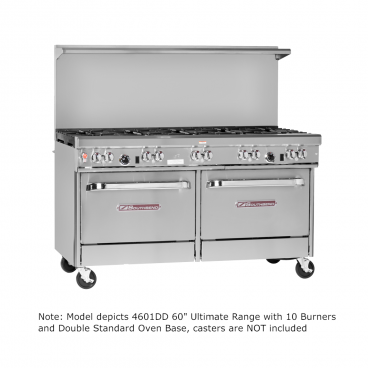 Southbend 4601CC-6R_LP Ultimate 60” Liquid Propane Range With 2 Right-Side Pyromax Burners, 3 Star/Sauté Burners, 4 Non-Clog Burners, And Double Cabinet Base - 230,000 BTU