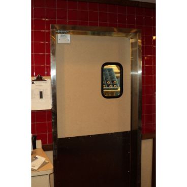 Curtron SPD-50-DBL-4884 Service-Pro Series 50 Insulated Double Swinging Doors 48 x 84 9 x 14 Window Thermoplastic Facing Exterior & Full Perimeter Gasket 