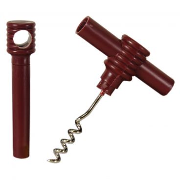 Spill Stop 132-03 Hand-Held T-Shaped Pocket Corkscrew - Burgundy