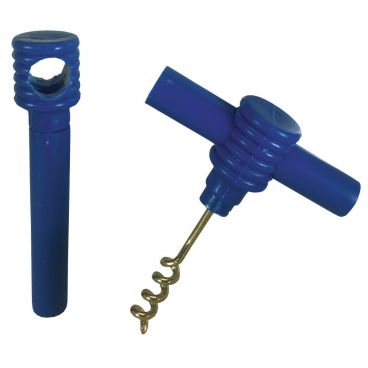 Spill Stop 132-05 Hand-Held T-Shaped Pocket Corkscrew - Blue