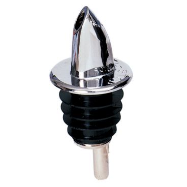 Spill-Stop 370-00 Chrome-Plated Plastic Pourer With Soft Poly-Kork And Black Collar