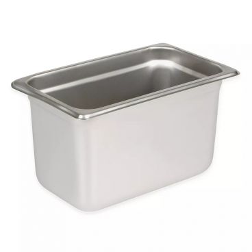 Winco SPJL-406 1/4 Size Standard Weight Anti-Jam Stainless Steel Steam Table / Hotel Pan - 6" Deep