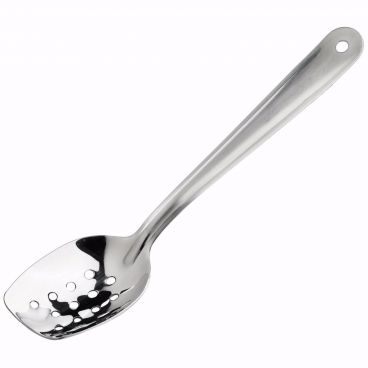 Winco SPS-P10 10" Satin Finish Stainless Steel Slanted Perforated Plating Spoon