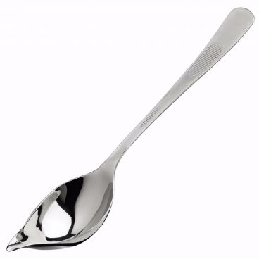 Winco SPS-TS8 8" Satin Finish Stainless Steel Saucier Spoon with Tapered Spout