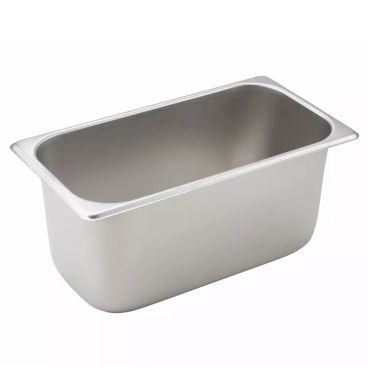 Winco SPT6 6" Third Size Solid Steam Table Pan / Hotel Pan - 25 Gauge
