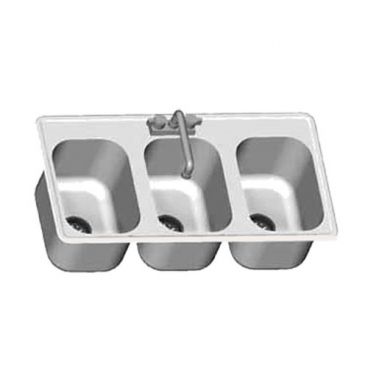 Eagle SR16-19-8-3 Three Compartment 54" x 25" x 8" Hand Sink with Deck Mounted Swing Spout Faucet