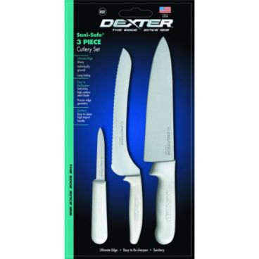 Dexter Russell 20503  Sani-Safe Series 3-Piece Cutlery Set with White Handles