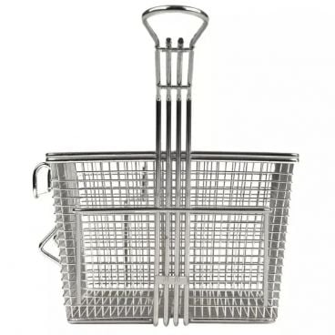 Star 301FBR 10" x 8" x 4-3/4" Half Size Twin Fryer Basket with Uncoated Handle, Front Hook and Right Side Hangers for Star 301HLF Countertop Fryer