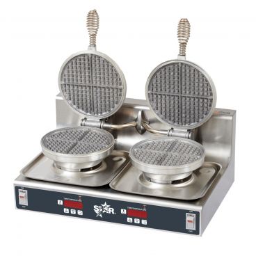 Star SWBD Stainless Steel 7" Double Round Waffle Iron, 120 volts