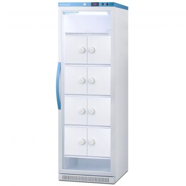 Summit ARG15PVLOCKER Accucold Glass-Door 23 3/8" Wide Pharma-Vac Series Upright Medical Vaccine Refrigerator With Combination Secure Lockers And 15.0 Cubic ft Capacity, 115V