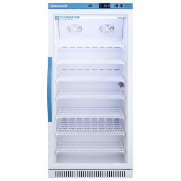 Summit ARG8PV Accucold Glass-Door 23 3/8" Wide Pharma-Vac Performance Series Upright Medical Vaccine Refrigerator With Antimicrobial Handle And 8.0 Cubic ft Capacity, 115V