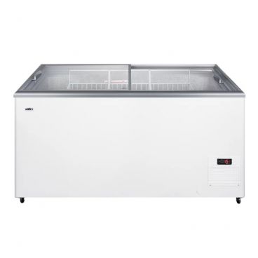 Summit NOVA45 White 14.1 Cu. Ft. Chest Style Ice Cream Freezer with Two Sliding Tempered Glass Lids - 115 Volts