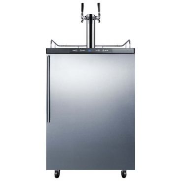 Summit SBC635M7SSHVTWIN 33.5" x 23.63" x 25.5" Stainless Steel Black Draft Beer Dispenser with Dual Tap System - 5.6 Cu. Ft, 115 Volts