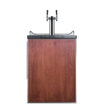 Summit SBC635MBIFRTWIN 33.5" x 24" x 25.88" Panel-Ready/Black Draft Beer Dispenser with Dual Tap System - 5.6 Cu. Ft, 115 Volts
