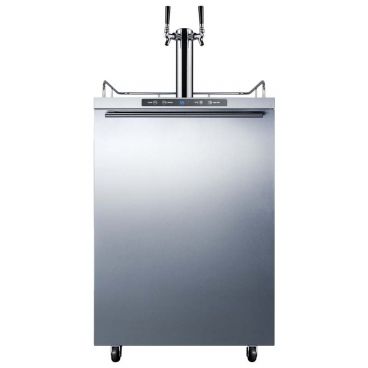 Summit SBC635MOS7HHTWIN 33.5" x 24" x 25.88" Stainless Steel Outdoor Draft Beer Dispenser with Dual Tap System - 5.6 Cu. Ft, 115 Volts