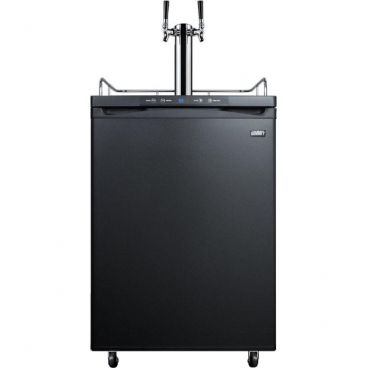 Summit SBC635MTWIN 33.5" x 23.63" x 25" Black Draft Beer Dispenser with Dual Tap System - 5.6 Cu. Ft, 115 Volts
