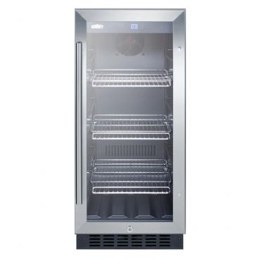 Summit SCR1536BG 33.88" x 14.75" x 22.75" Black Glass Door Refrigerated Merchandiser with LED Lighting - 2.45 Cu. Ft., 115V