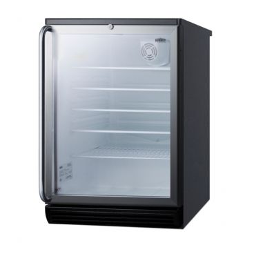 Summit SCR600BGLBISH 33.5" x 23.63" x 23.5" Glass Reach-in Refrigerated Merchandiser with 1 Door - 5.5 Cu. Ft, 115 Volts