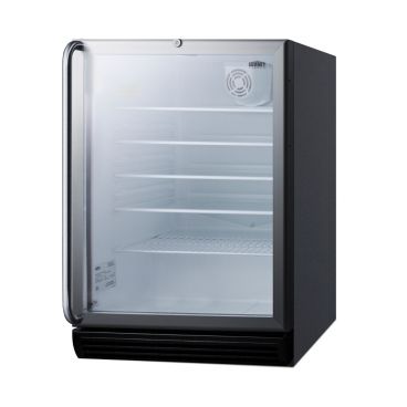 Summit SCR600BGLBISHADA 32" x 23.63" x 23.5" Black Glass ADA Built-In Refrigerated Merchandiser - 5.5 Cu. Ft, 115 Volts