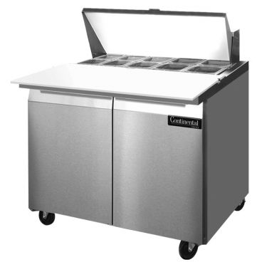 Continental Refrigerator SW36N10C 36" Cutting Top Sandwich/Salad Prep Refrigerator With 2 Solid Doors And 10 Pan Capacity, 115 Volts