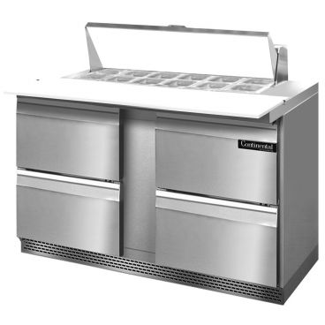 Continental Refrigerator SW60N12C-FB-D 60" Front Breathing Cutting Top Sandwich/Salad Prep Refrigerator With 4 Drawers And 12 Pan Capacity, 115 Volts