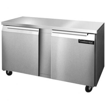 Continental Refrigerator SW60N 60" Worktop Refrigerator With 2 Solid Doors And 17.0 Cubic Foot Capacity, 115 Volts