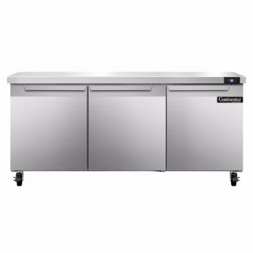 Continental Refrigerator SW72N 72" Worktop Refrigerator With 3 Solid Doors And 20.6 Cubic Foot Capacity, 115 Volts