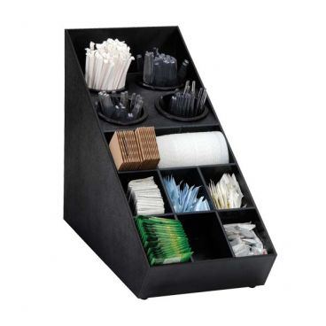 Dispense-Rite SWCH-1BT 10" Black 13 Compartment Countertop Flatware And Condiment Organizer