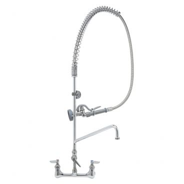T&S Brass B-0133-01 Easy Install 8" Wall Mounted Pre-Rinse Unit with 9" Wall Bracket on 8" Centers & 56" Stainless Steel Hose - 1.15 GPM