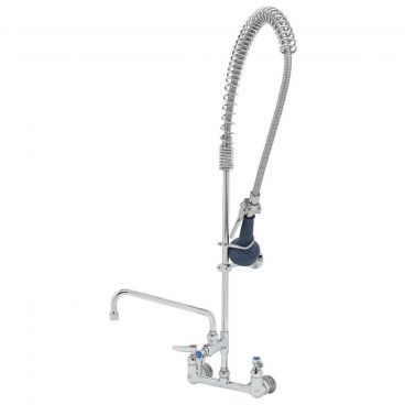 T&S Brass B-0133-A10-B08 Wall-Mount 8 Inch Centers EasyInstall Overhead Spring Pre-Rinse Unit With 44 Inch Hose And B-0108 1.07 GPM JeTSpray Valve And 061X 10 Inch Swivel Nozzle