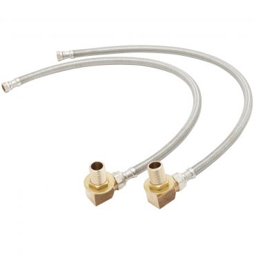 T&S Brass B-0230-KIT Inlet Kit With 24" Long Stainless Steel Braided Flex Supply Hose With 1/2" NPT Close Elbow