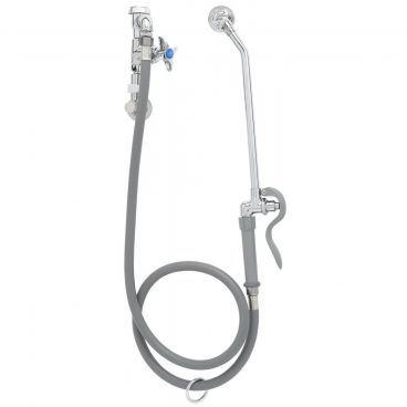 T&S Brass B-0678 Wall-Mount Bedpan Washer With Self-Closing Valve And 68 Inch Reinforced PVC Hose With Extended Spray 2.2 GPM Rosespray Nozzle And 4-Arm Handle