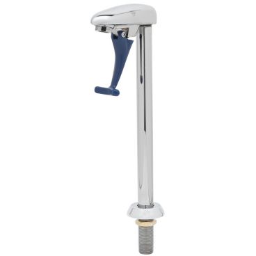 T&S Brass B-1210-01 Deck-Mount ADA Compliant Glass Filler Faucet With 10 Inch Pedestal With Dark Blue Push Back Lever Arm And 1/2" NPT Male Shank