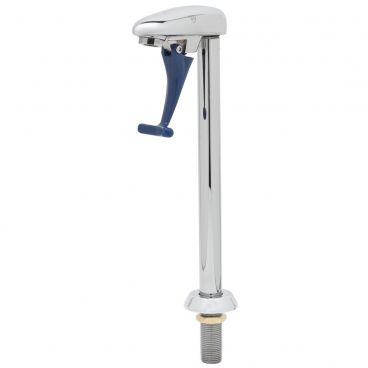 T&S Brass B-1210-12 Deck-Mount ADA Compliant Glass Filler Faucet With 12 Inch Pedestal With Dark Blue Push Back Lever Arm And 1/2" NPT Male Shank