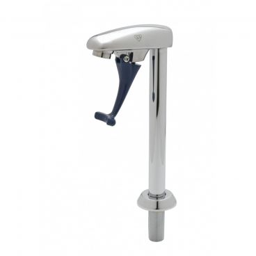 T&S Brass B-1210 Deck-Mounted Pedestal Push-Back Single Glass Filler with Self-Closing Arm