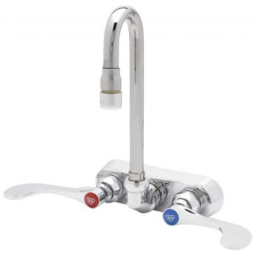 T&S Brass B-2459 Wall-Mount 4 Inch Centers ADA Compliant Workboard Faucet With 2 7/8 Inch Swivel Gooseneck Nozzle And 4 Inch Wrist Action Handles With Eterna Cartridges