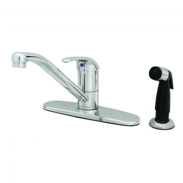 T&S Brass B-2730 Single Lever Deck-Mounted Mixing Faucet with 9-Inch Swivel Spout and 4-Foot Sidespray