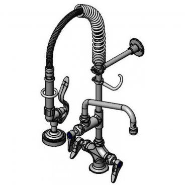 T&S Brass MPZ-2DLN-08-CRF Deck-Mount Mini-PRU Single Hole EasyInstall Overhead Spring Mini Pre-Rinse Unit With 24 Inch Hose And B-0107 1.15 GPM Spray Valve And Add-On Faucet