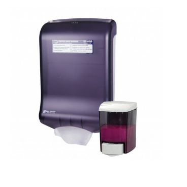 San Jamar T1730TBK Ultrafold Towel Dispenser and Bulk Soap Dispenser Station Combo Pack - Black Pearl