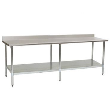 Eagle Group T24108E-BS 24" x 108" Stainless Steel 14 Gauge Work Table with Galvanized Undershelf and 4 1/2" Backsplash