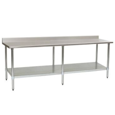 Eagle Group T24120EM-BS 24" x 120" Stainless Steel 14 Gauge Work Table with Galvanized Undershelf and 4 1/2" Backsplash