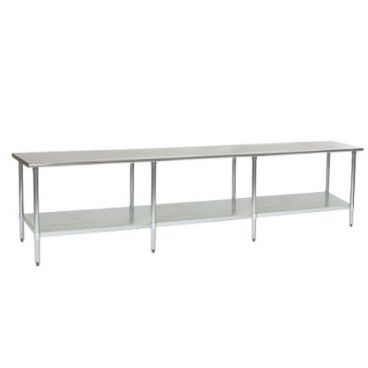 Eagle Group T24132E 24" x 132" Stainless Steel 14 Gauge Work Table with Galvanized Undershelf