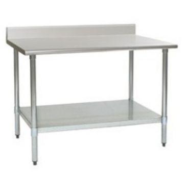 Eagle Group T2430E-BS 24" x 30" Stainless Steel 14 Gauge Work Table with Galvanized Undershelf and 4 1/2" Backsplash