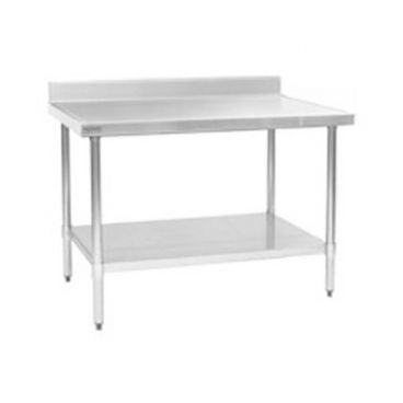 Eagle Group T2430EM-BS 24" x 30" Stainless Steel 14 Gauge Work Table with Galvanized Undershelf and 4 1/2" Backsplash