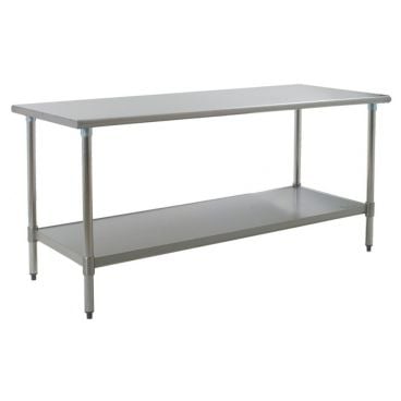 Eagle T2484B-1X 84" x 24" Budget Series Stainless Steel Flat Top Work Table with Galvanized Legs and Undershelf